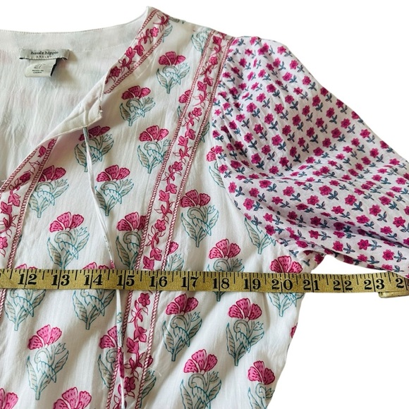 HAUTE HIPPIE COTTON FLORAL BOHO TIE FRONT MINI DRESS SIZE LARGE - Picture 9 of 12